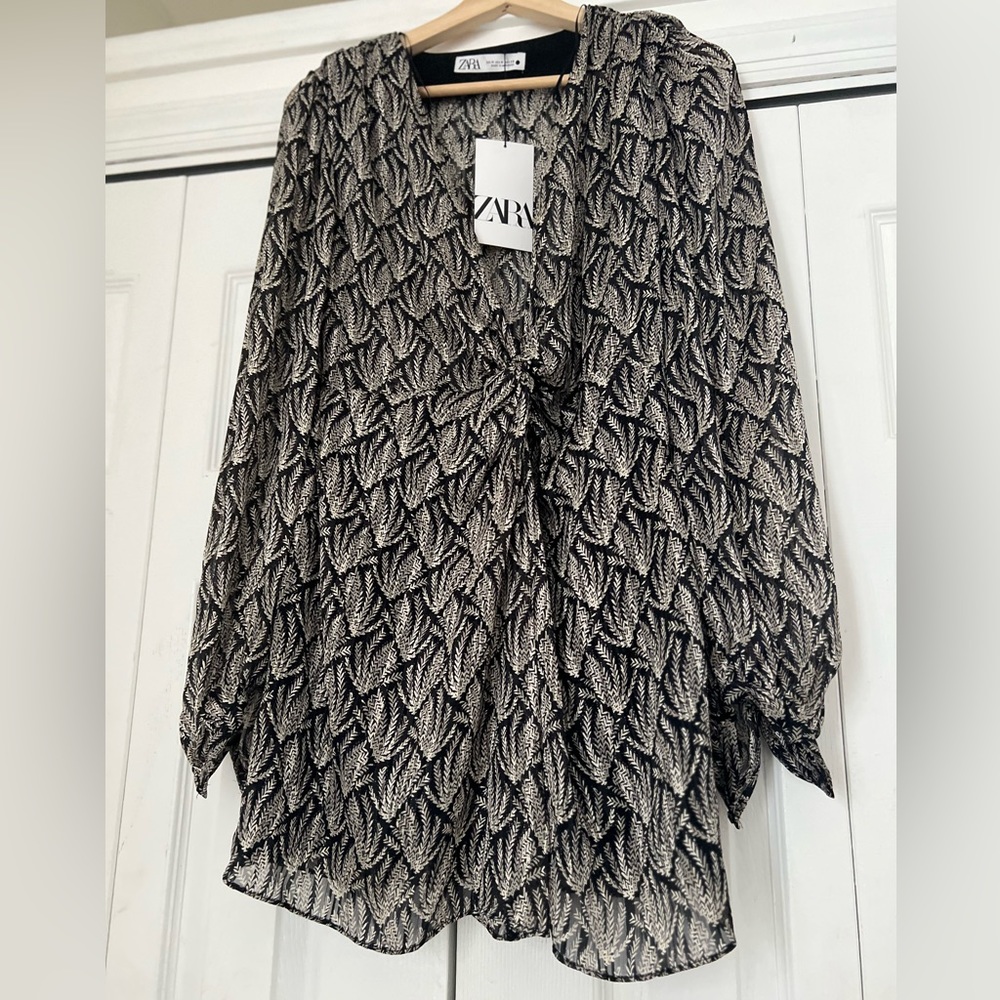 Zara short dress | Gauze short dress, Black and silver Party dress